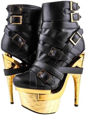 *clipped by @luci-her* Versace Black Bondage Triple Leather Ankle Boots Platforms Size US 8 Regular (M, B) - Tradesy