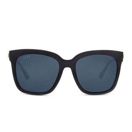 Bella Square Sunglasses | Matte Black Frames & Grey Lenses – DIFF Eyewear