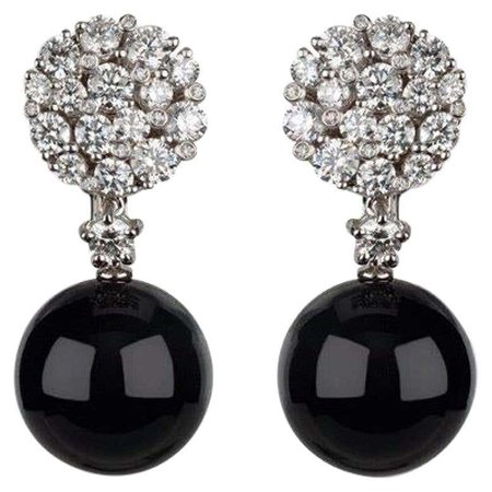 Chantecler Cherie Black Onyx Diamond Earrings For Sale at 1stDibs