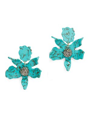 Turquoise Crystal Lily Earrings by Lele Sadoughi for $30 | Rent the Runway
