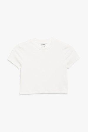 Ribbed crop top - White - T-shirts - Monki WW