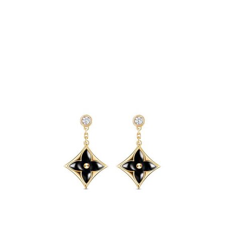 Louis Vuitton® Color Blossom BB Star Ear Studs, Yellow Gold, Onyx And Diamonds