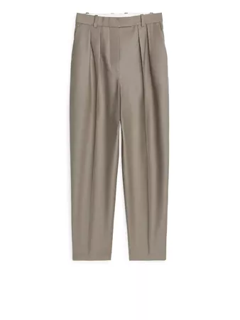 Wool Flannel Trousers - Beige - Trousers - ARKET GB