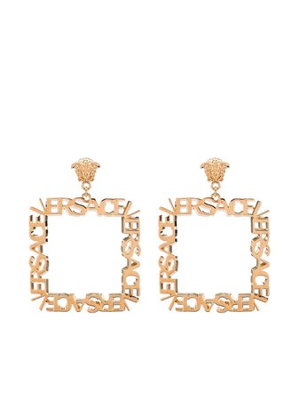 Versace logo-sculpted Square Hoop Earrings - Farfetch