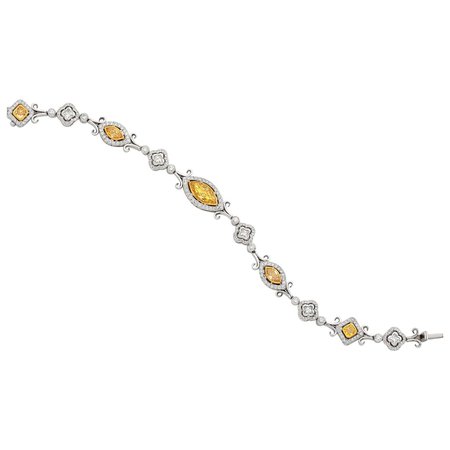Michael Beaudry Platinum and 18k Yellow Gold White and Fancy Color Diamond Bracelet