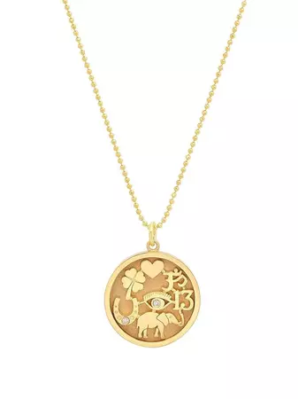 Jennifer Meyer 18kt Yellow Gold Diamond Good Luck Necklace - Farfetch