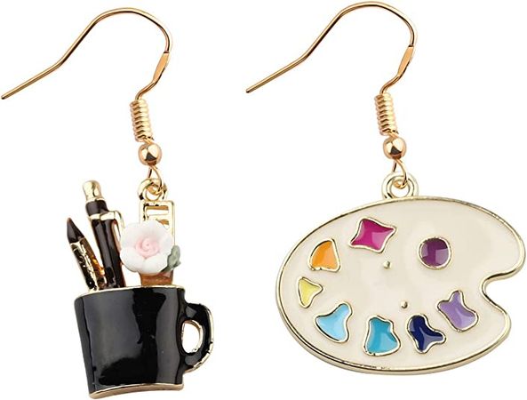 Amazon.com: CENWA Colorful Artist Paint Palette and Paint Brush Pendant Drop Earrings Painter Artist Jewelry Gift for Art Teacher Art Student (Artist earrings mix): Clothing, Shoes & Jewelry