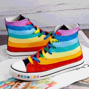 Colorful Striped Rainbow Canvas Shoes SE20386 – SANRENSE