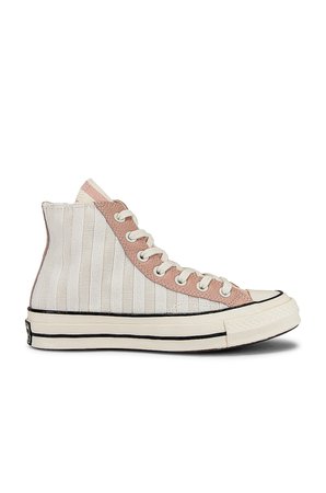 Converse Chuck 70 Striped Terry Cloth Sneaker in Egret, Pink Clay, & Black | REVOLVE