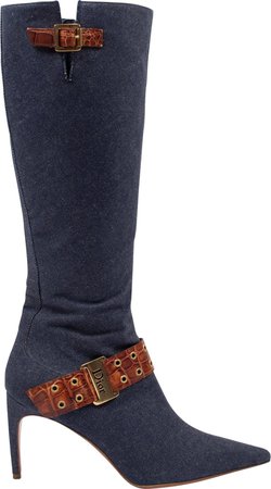 Christian Dior Denim Buckle Boots | EL CYCER