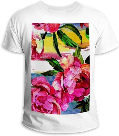 Amazon.com: Short Sleeve,T-Shirt,Watercolor Flowers Blossom,Cotton T-Shirt for Men and Women : Clothing, Shoes & Jewelry