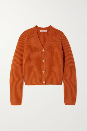 Orange Ribbed wool cardigan | Acne Studios | NET-A-PORTER