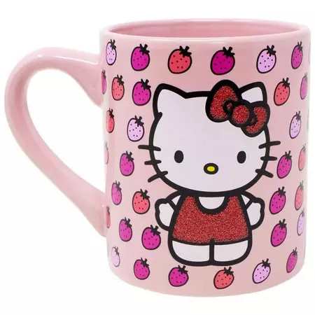 Sanrio Hello Kitty Glitter Strawberry Ceramic Mug | Holds 14 Ounces - Walmart.com