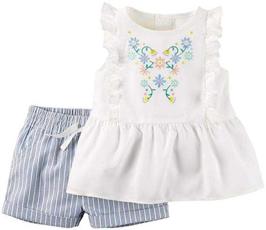 Amazon.com: Carter's Baby Girls' Collection 2pc Ticking Stripe Short Set: Clothing