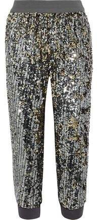 Pete Cropped Sequined Jersey Track Pants