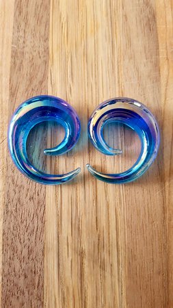 8g5/8 Glass Spiral Gauges Blue Pyrex Glass Spiral | Etsy