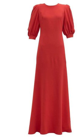 Open Back Crepe Gown - Womens - Red