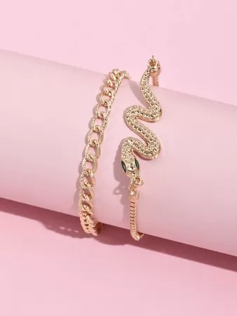 2pcs Snake Detail Bracelet | SHEIN USA