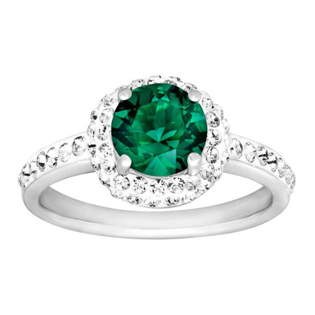 Luminesse - May Ring with Green Swarovski Crystals in Sterling Silver - Walmart.com