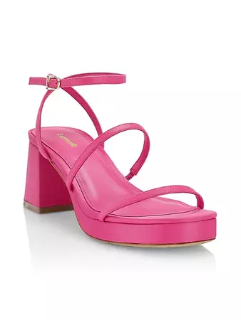 Shop Larroudé Gio Satin Block-Heel Sandals | Saks Fifth Avenue