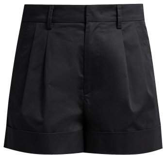 Olbia Cotton Poplin Turn Up Shorts - Womens - Black
