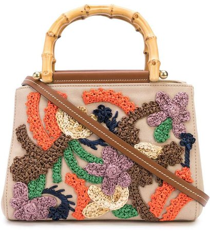 floral-embroidered top-handle bag
