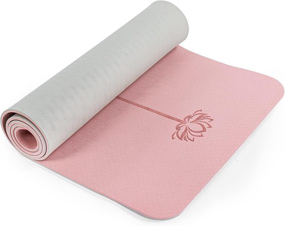 Amazon.com : Non Slip, Pilates Fitness Mats, Eco Friendly, Anti-Tear 1/4" Thick Yoga Mats for Women, Exercise Mats for Home Workout with Carrying Sling (72"x24", Parfait Pink & Gray) : Sports & Outdoors