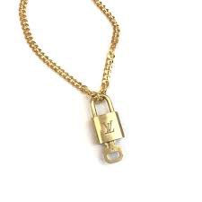 lv gold lock necklace - Google Search