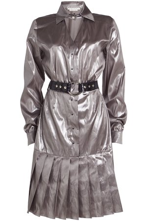 Metallic Silk Dress with Leather Belt Gr. L
