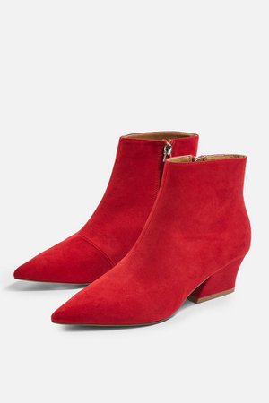 BRINK Red Heeled Point Boots | Topshop