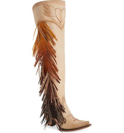 LANE BOOTS x Junk Gypsy Fringe Over the Knee Western Boot (Women) | Nordstrom