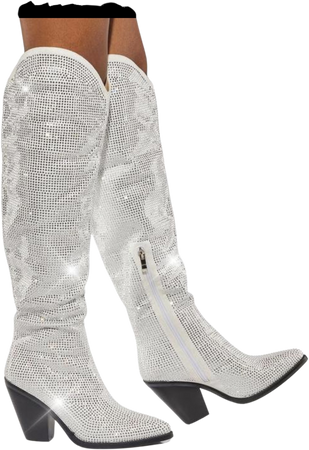white sparkle boots
