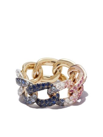 SHAY 18kt Yellow Gold Links Essential Sapphire And Diamond Ring - Farfetch
