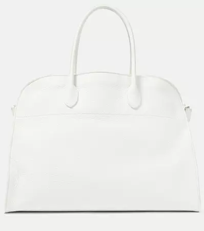 Soft Margaux 17 Large Leather Tote Bag in White - The Row | Mytheresa