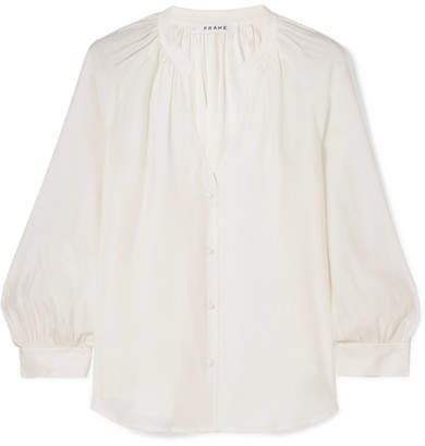 Gathered Silk Blouse - Off-white