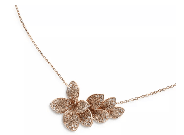 Pasquale Bruni - 18K Rose Gold Stelle in Fiore White & Champagne Diamond Flower Necklace, 16.5"