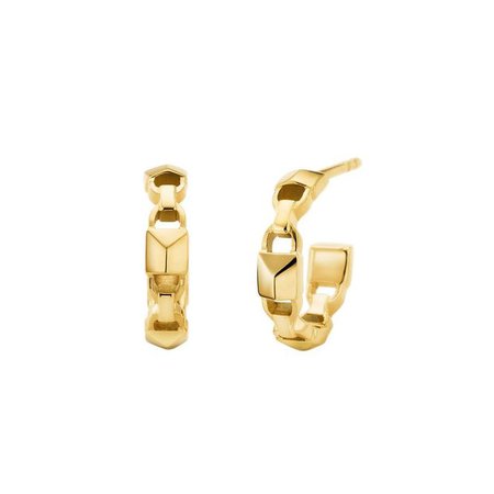 Michael Kors 14k Yellow Gold Plated Sterling Silver Mercer Link Huggie Earrings - Jewellery from Faith Jewellers UK