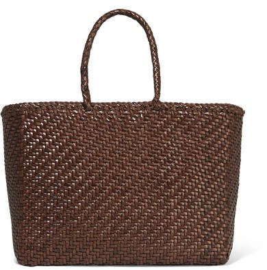 Diffusion - Basket Woven Leather Tote - Dark brown