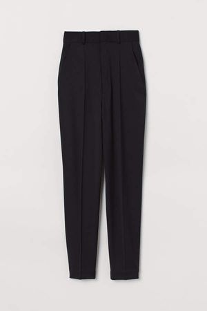 Fitted Wool-blend Pants - Black