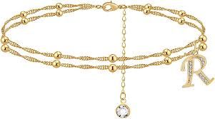 gold anklet R initial - Google Search