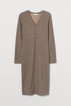 MAMA Ribbed Jersey Dress - Brown