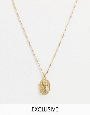 Reclaimed Vintage inspired 14k gold plate goddess of wisdom necklace | ASOS
