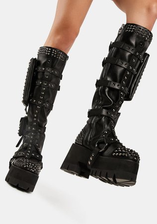 Shake The Nation Removable Harness Boots – Dolls Kill