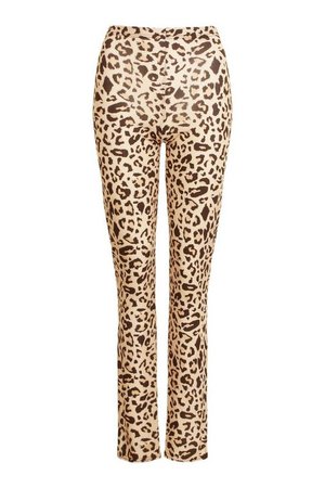 Leopard Chill Out Split Hem Legging | boohoo brown