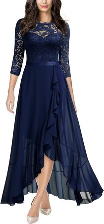 Amazon.com: Miusol Women's Elegant Floral Lace Ruffle Bridesmaid Maxi Dress : Clothing, Shoes & Jewelry