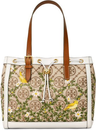 Monogram Floral Embroidered Tote