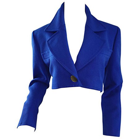 blue cropped jacket