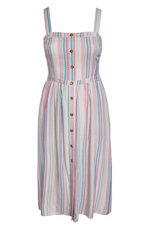 BP. Stripe Button Front Midi Dress | Nordstrom