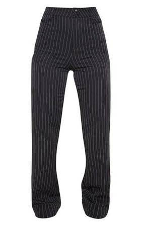 Black Pinstripe Trouser | Trousers | PrettyLittleThing