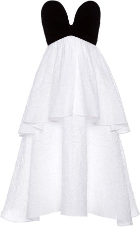Hiraeth Strapless Two-Tone Cotton-Blend Dress Size: 2